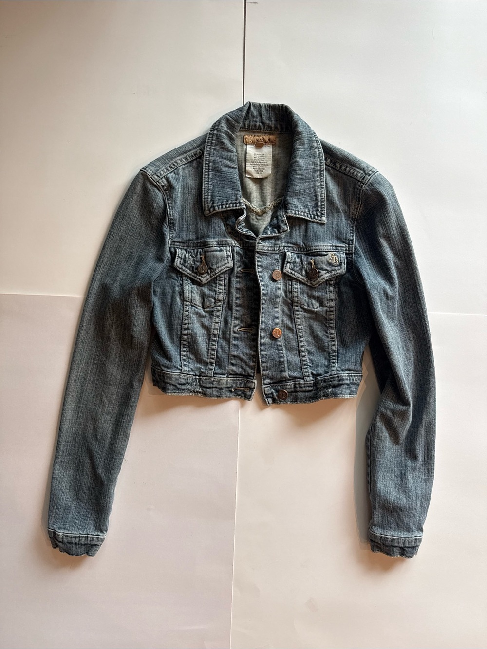 See Thru Soul Light Blue Cropped Denim Jacket